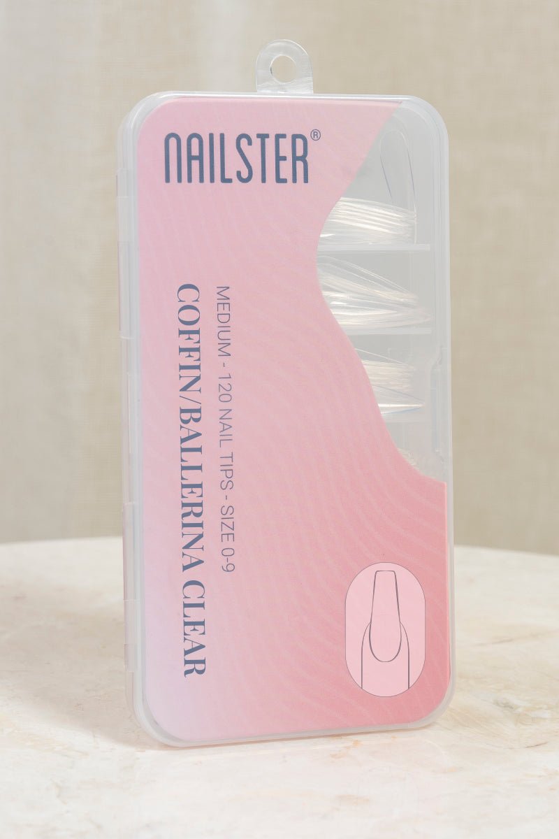 Coffin/Ballerina Medium Clear Tipper (120 stk) | Nailster Denmark
