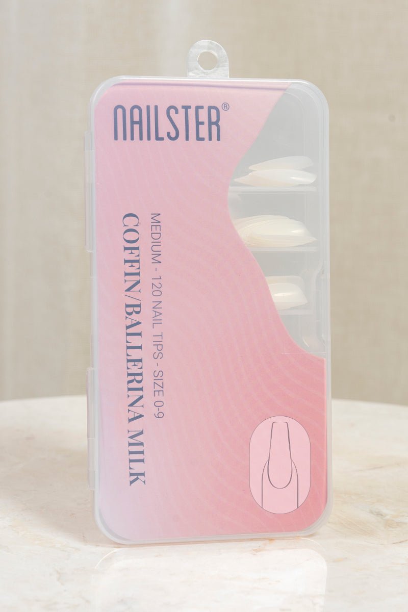 Coffin/Ballerina Medium Milk Tipper (120 stk) | Nailster Denmark