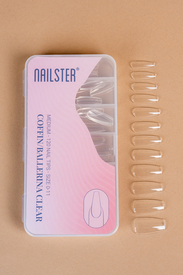 5 x Coffin/Ballerina Medium Clear Tipper