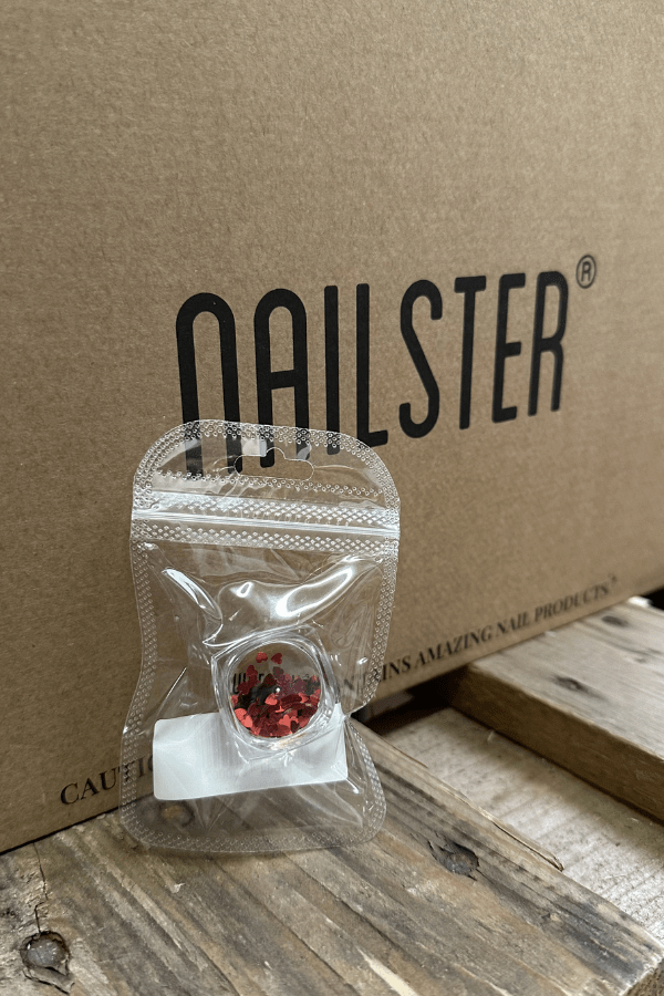 Glitter - Rød Hjerteformet | Nailster Denmark