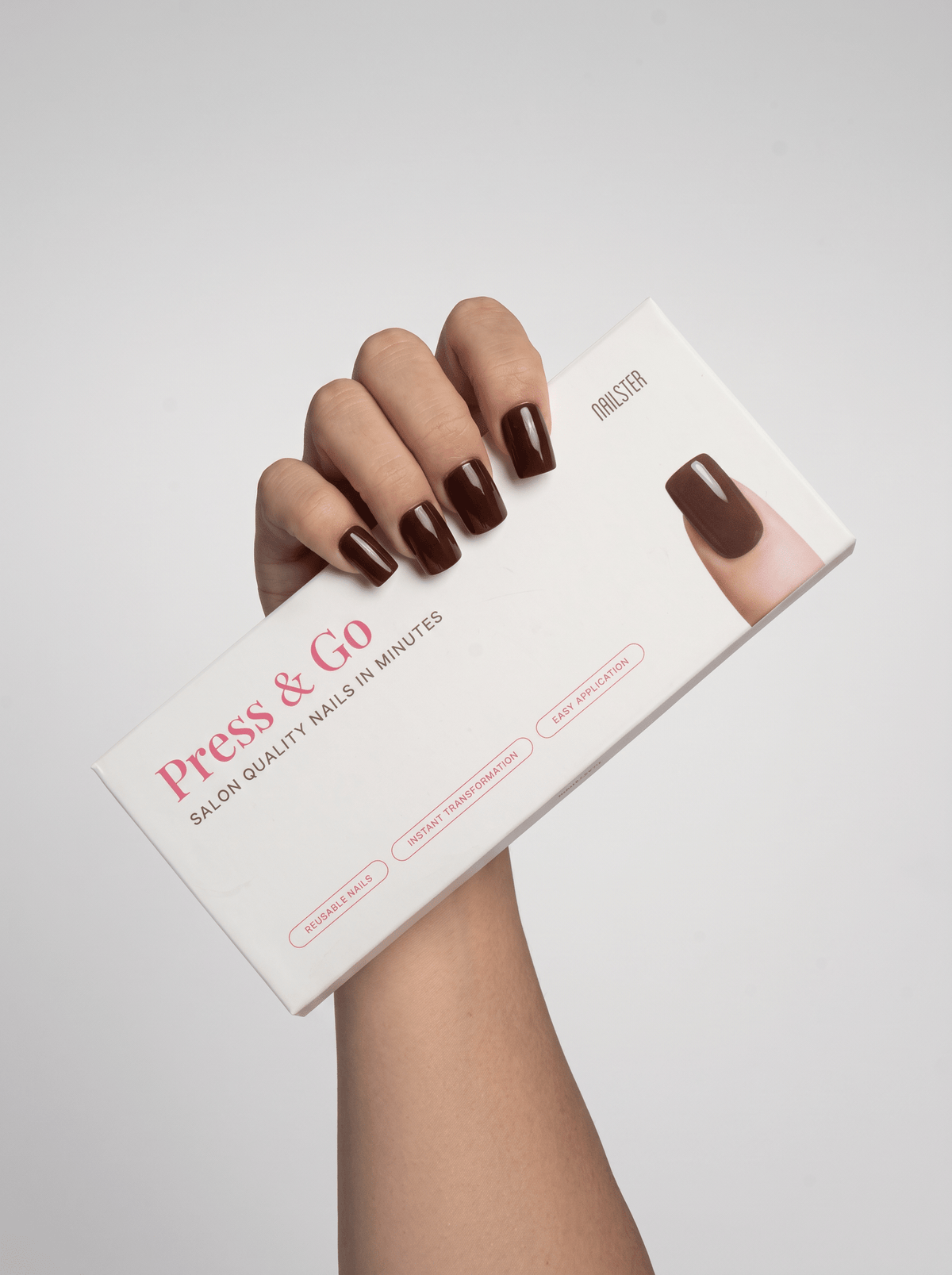 Press & Go - Brown obsession - Square | Nailster Denmark